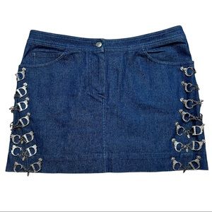 SOLD Vintage Christian Dior By Galliano CD Spur Charm Denim Mini Skirt